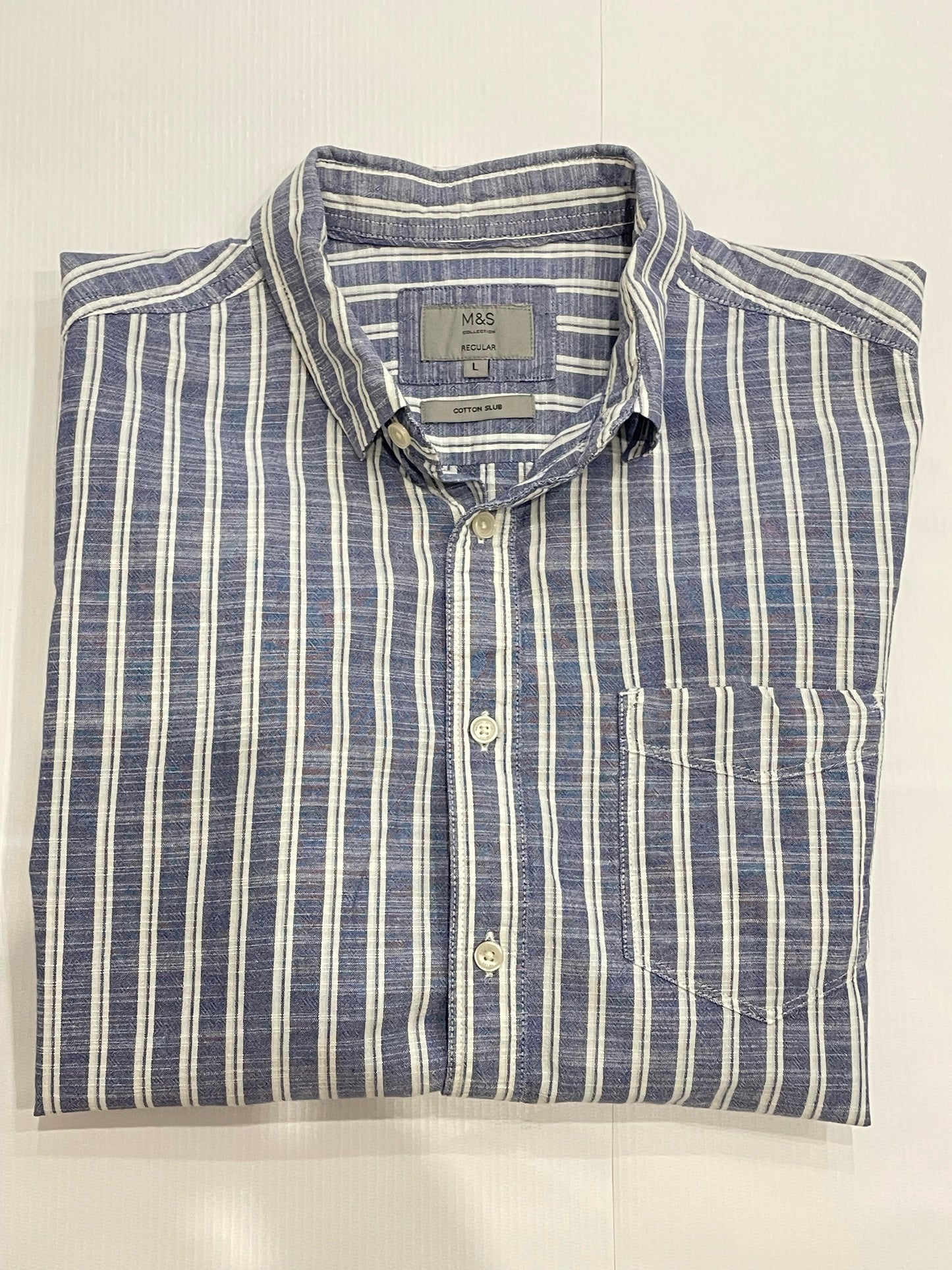Marks & Spencer Half Sleeves Semi Linen Large Shirt