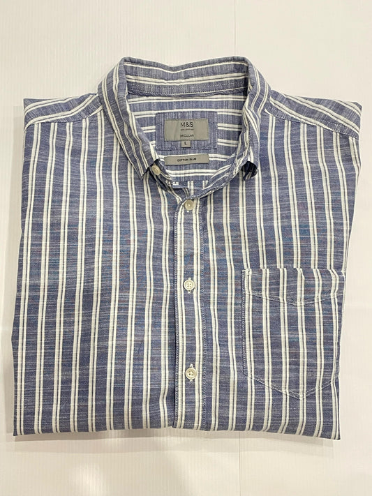 Marks & Spencer Half Sleeves Semi Linen Large Shirt